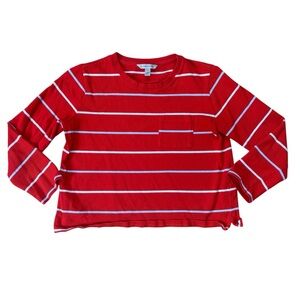 Banana Republic Red striped cropped long sleeve